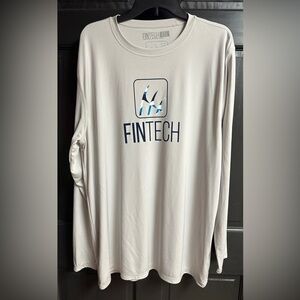 Fintech Glacier Gray Long Sleeve Logo Sun Defender T Shirt Men’s Size XXL